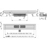 Водоотводящий желоб ALCAPLAST APZ116-1050 WALL для перфорированной решетки, с фиксированным воротником, к стене, низкий, горизонтальный сток